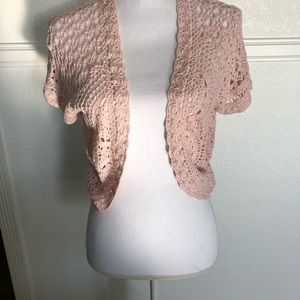 Crop crochet open cardigan